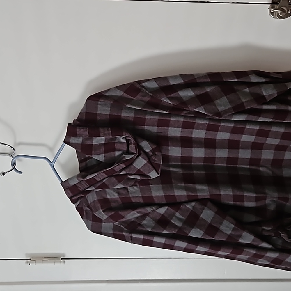 Stafford mens bathrobe M/L burgundy/gray great shape 100% cotton w/hood - Picture 4 of 5
